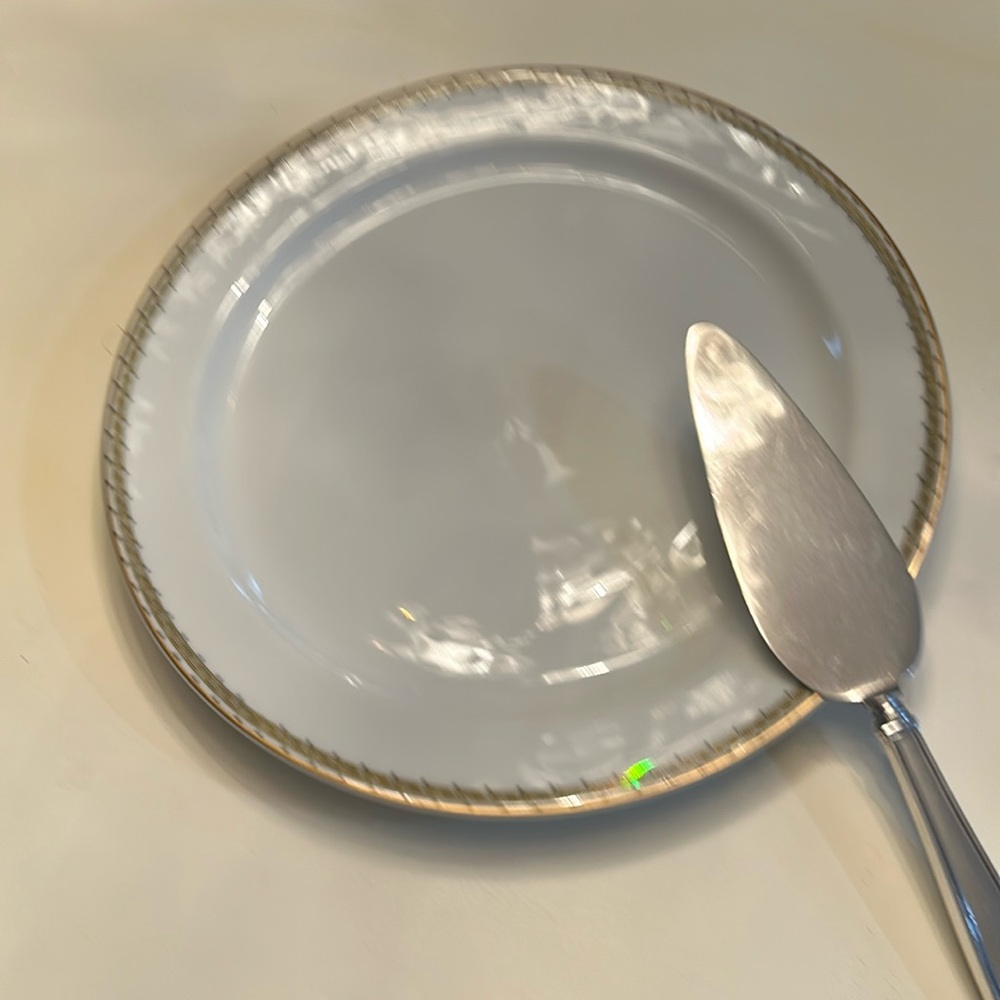 Antique Haviland Limoges Serving Platter with Sterling Silver Serving Piece